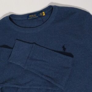 Polo Ralph Lauren Sweater Mens Large Navy Cotton Long Sleeve